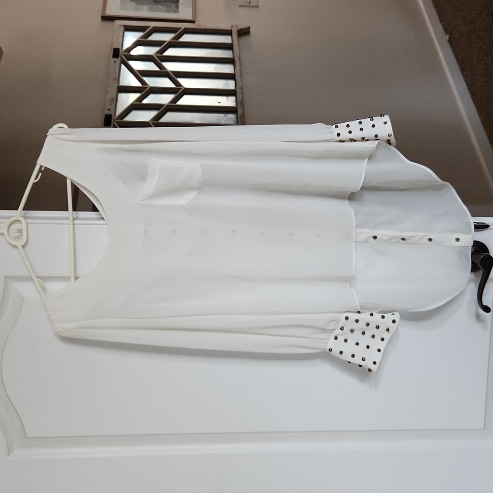 Double‎ Zero, sheer white blouse, size medium